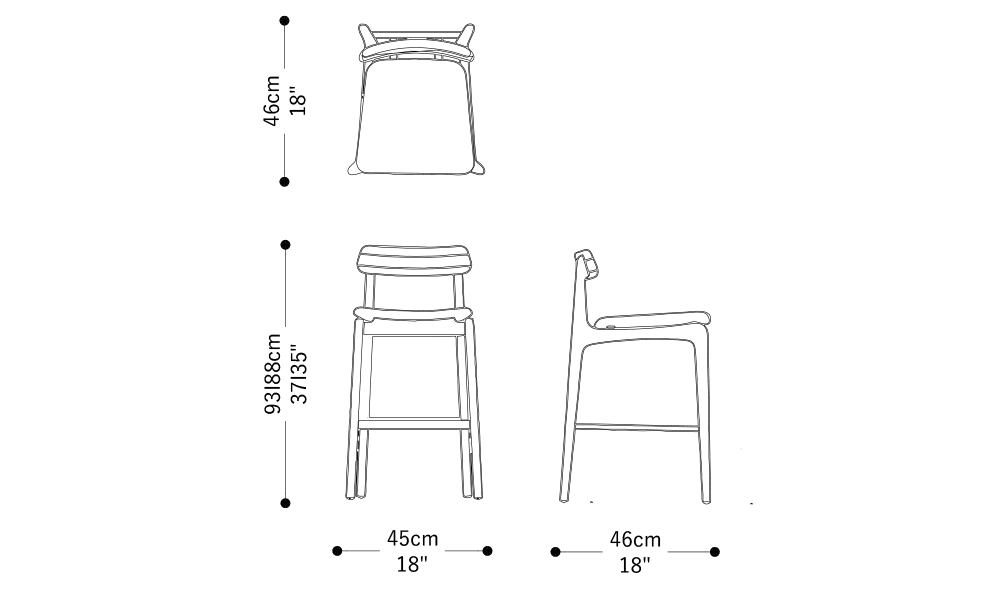 Image of the main dimensions of the product